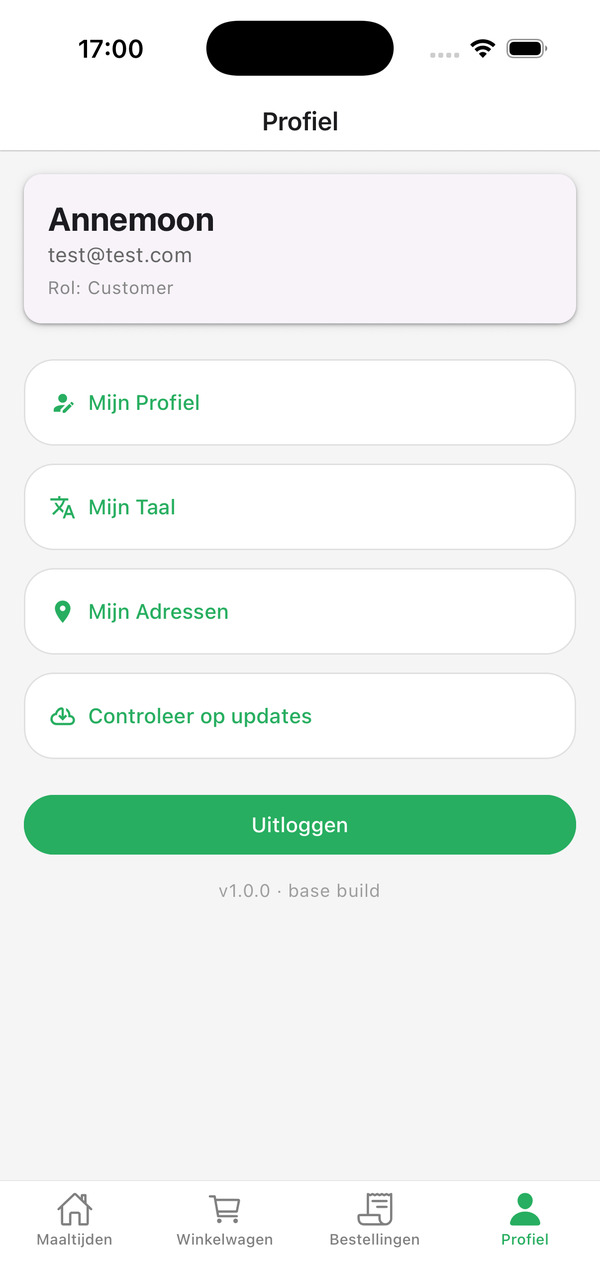 Schermafbeelding: profielpagina in de Buurtchef-app